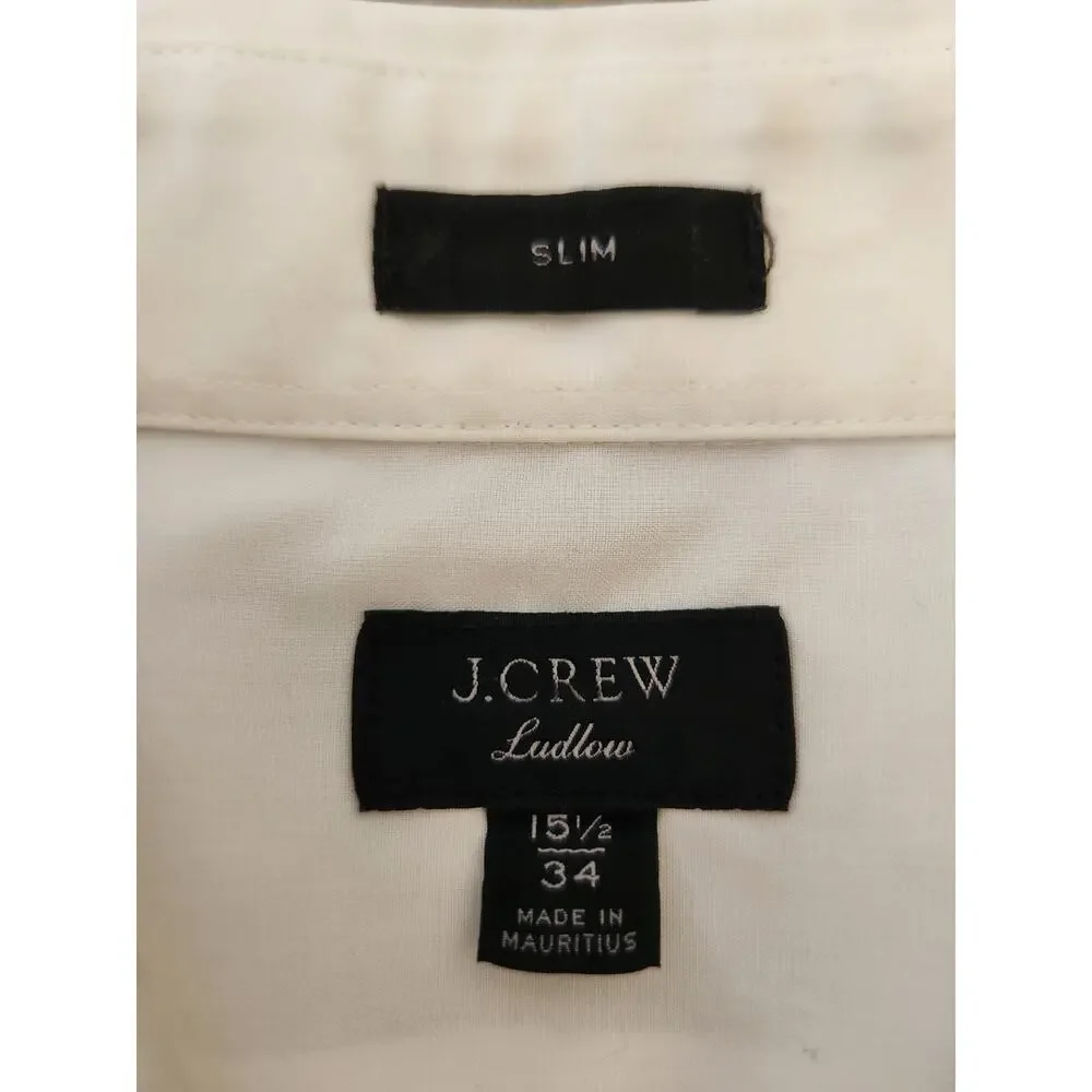 J. Crew Slim-fit Ludlow Premium Fine Cotton Dress Shirt White 15.5/34 *Flaw